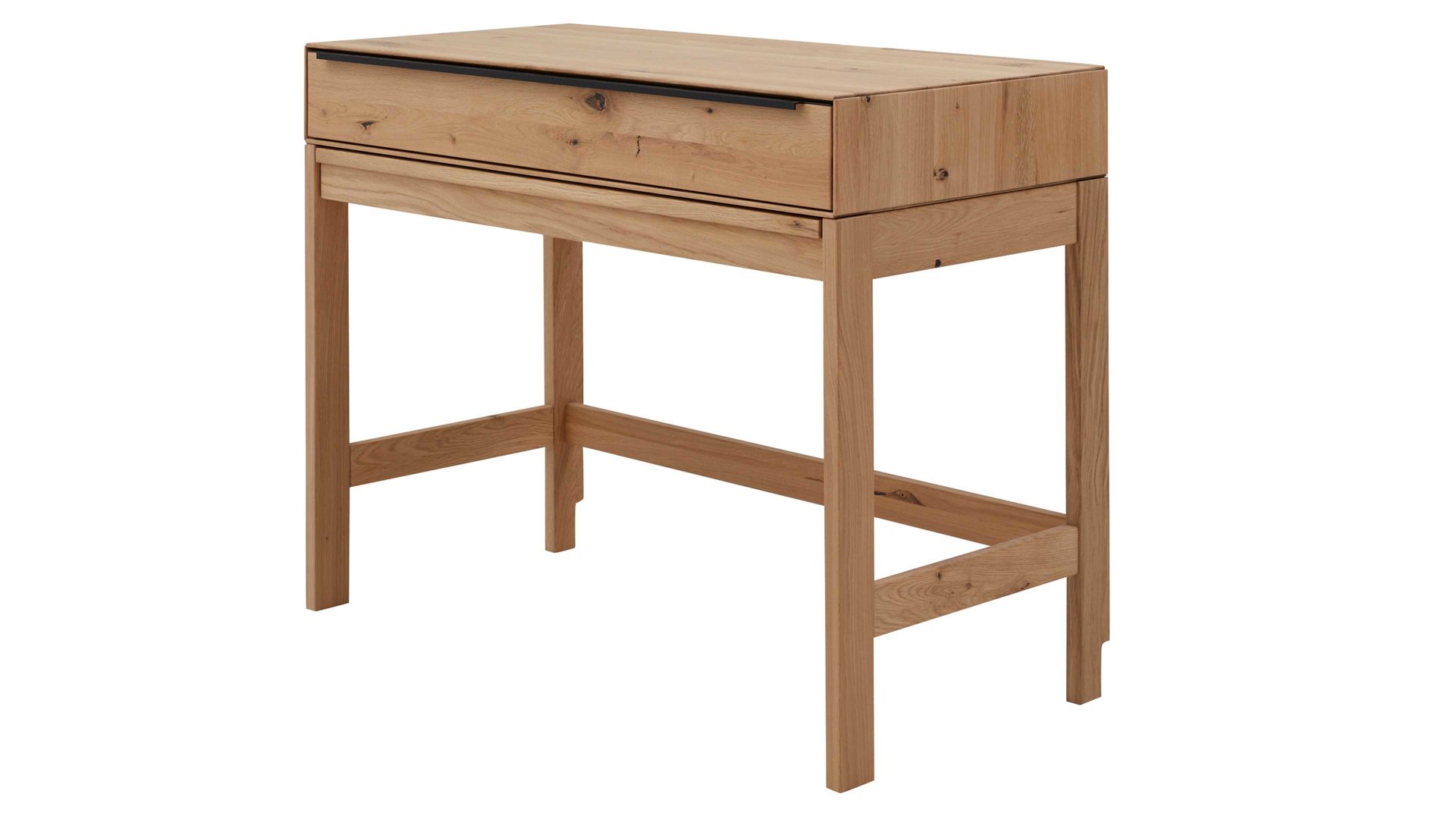 Schreibtisch Interliving aus Holz in Holzfarben Interliving Wohnzimmer Serie 2020 - Hochkommode Asteiche bianco – Schreibauszug, eine Schublade