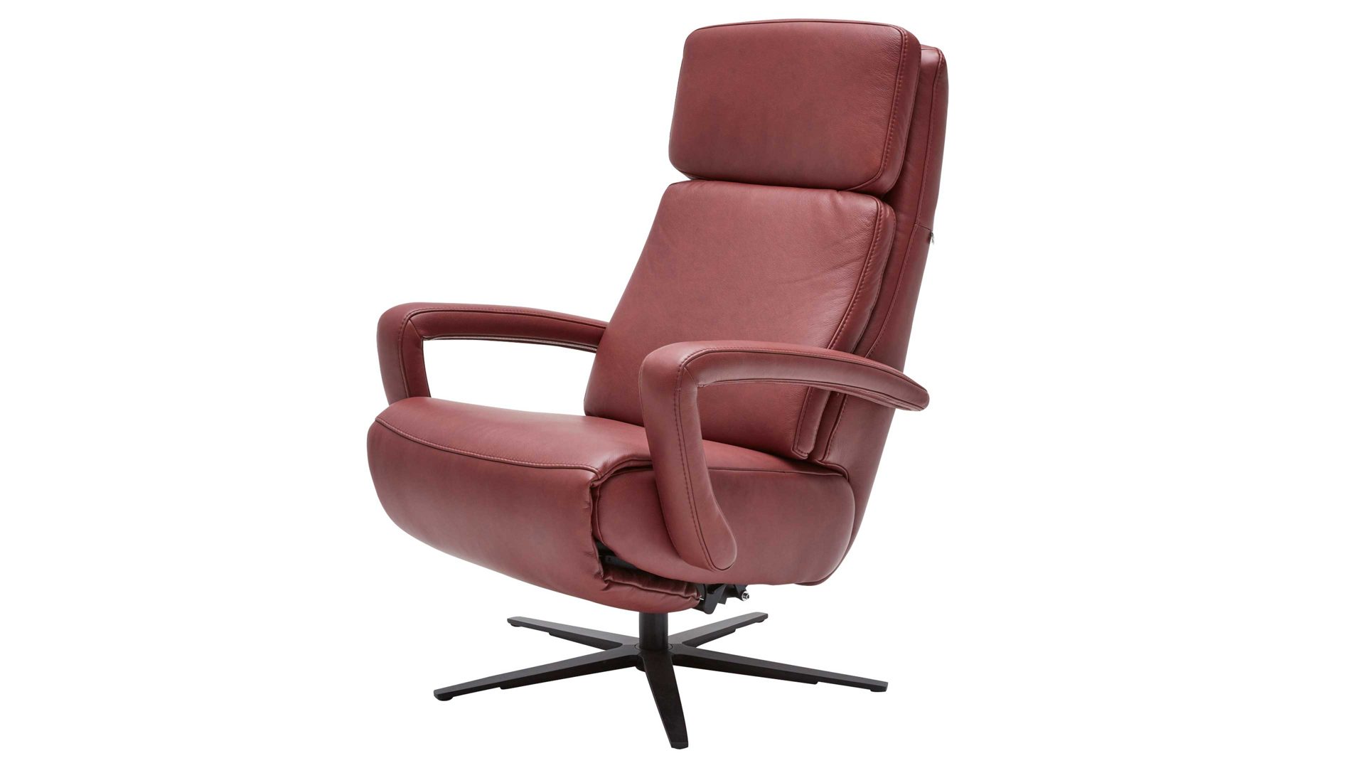 Relaxsessel Interliving aus Leder in Dunkelrot Interliving Sessel Serie 4541 – Relaxsessel manuell - barolofarbenes LongLife-Leder Rodeo & Sternfuß V4S
