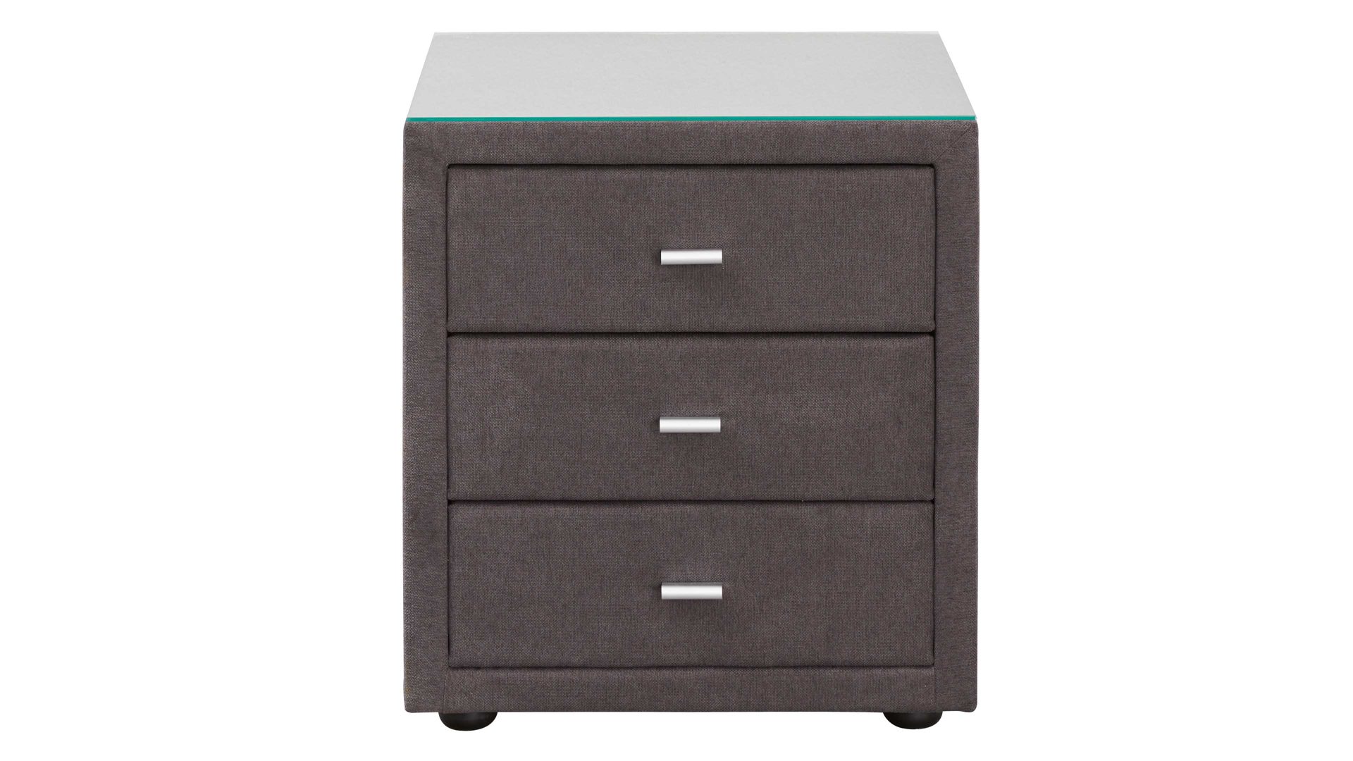 Nachtkommode Interliving aus Stoff in Dunkelgrau Interliving Bettsystem Serie 1414 - Nachtkommode dunkelgrauer Stoffbezug ENF 09 - drei Schubladen