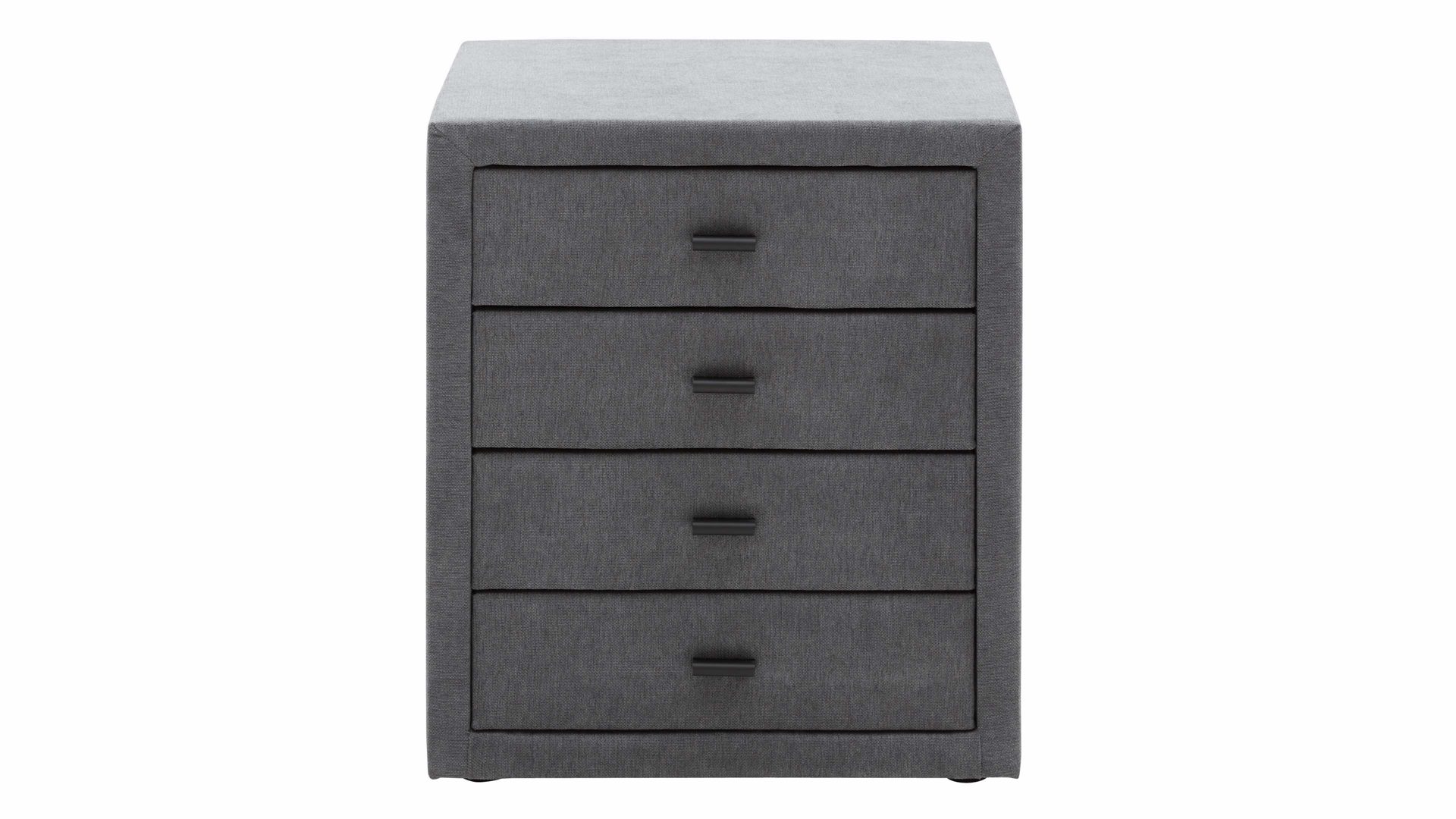Nachtkommode Interliving aus Stoff in Grau Interliving Bettsystem Serie 1414 - Nachtkommode elefantgrauer Stoffbezug ENF 29 - vier Schubladen