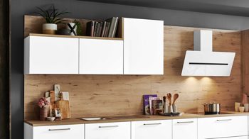 Einbauküche Nolte® küchen aus Holz in Weiß nolte® Einbauküche Lux mit Constructa Einbaugeräten Arcticweiß & Wildeiche rustikal - Länge ca. 470 cm