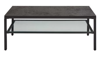 Couchtisch Interliving aus Keramik in Dunkelgrau Interliving Couchtisch Serie 6210 - Couchtisch titanfarbene Keramik & schwarzer Stahl - ca. 120 x 70 cm