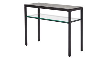 Konsoltisch Interliving aus Keramik in Grau Interliving Couchtisch Serie 6210 - Konsoltisch ST194AR zementgrau Keramik & schwarzer Stahl - ca. 100 x 38 cm