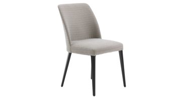 Tischgruppe Interliving aus Stoff in Silber Interliving Esszimmer Serie 5110 - Essgruppe mit Armlehnstühlen silberfarbener Bezug Calvin, ebenholzfarbene Holzfüße & mattschwarzes Eichefurnier