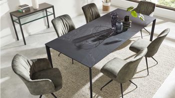 Auszugtisch Interliving aus Holz in Schwarz Interliving Esszimmer Serie 5110 - Auszugtisch mattschwarzes Eichefurnier - ca. 180 - 280 x 100 cm