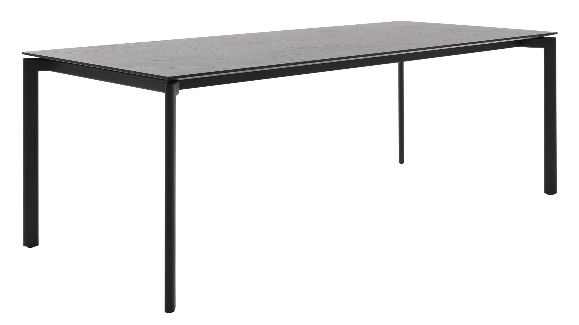 Tischgruppe Interliving aus Stoff in Silber Interliving Esszimmer Serie 5110 - Essgruppe mit Armlehnstühlen silberfarbener Bezug Calvin, ebenholzfarbene Holzfüße & mattschwarzes Eichefurnier