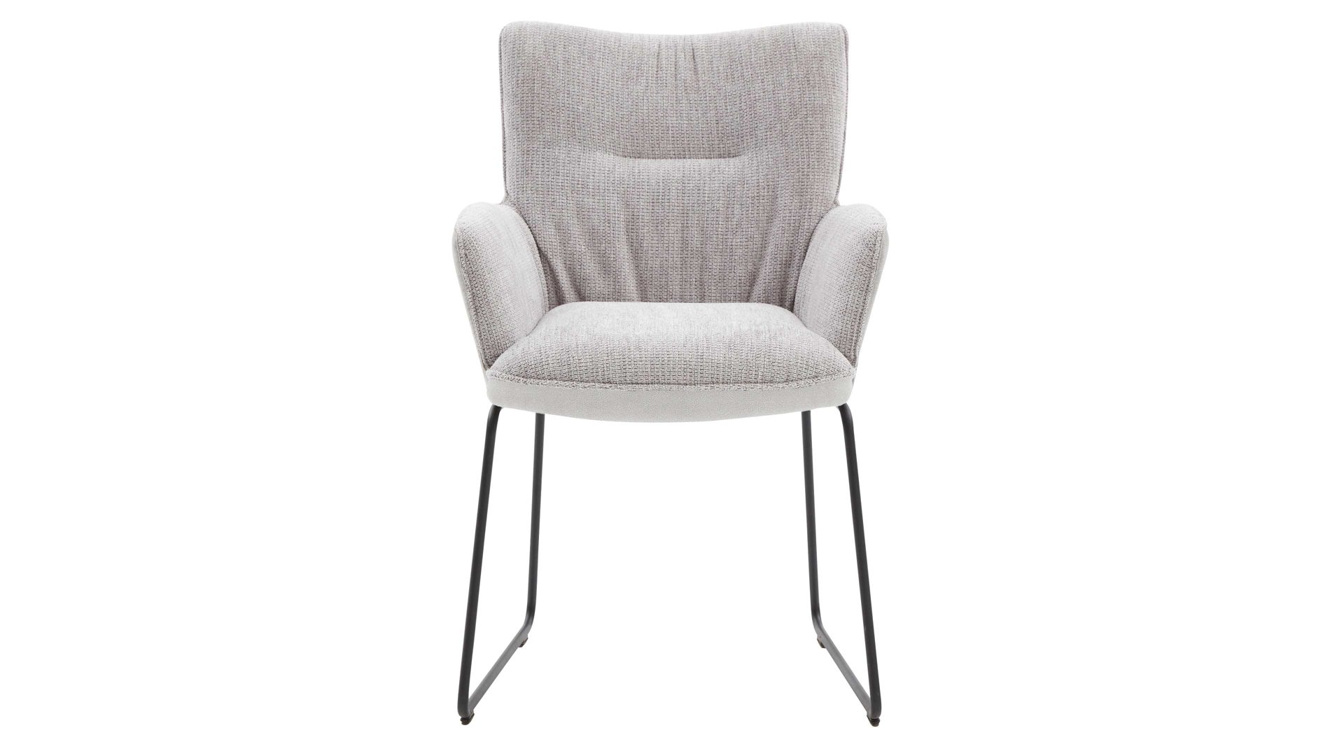 Polsterstuhl Interliving aus Stoff in Hellgrau Interliving Esszimmer Serie 5111 – Schalensessel platinfarbene Bezugkombi 959 & schwarzes Eisen
