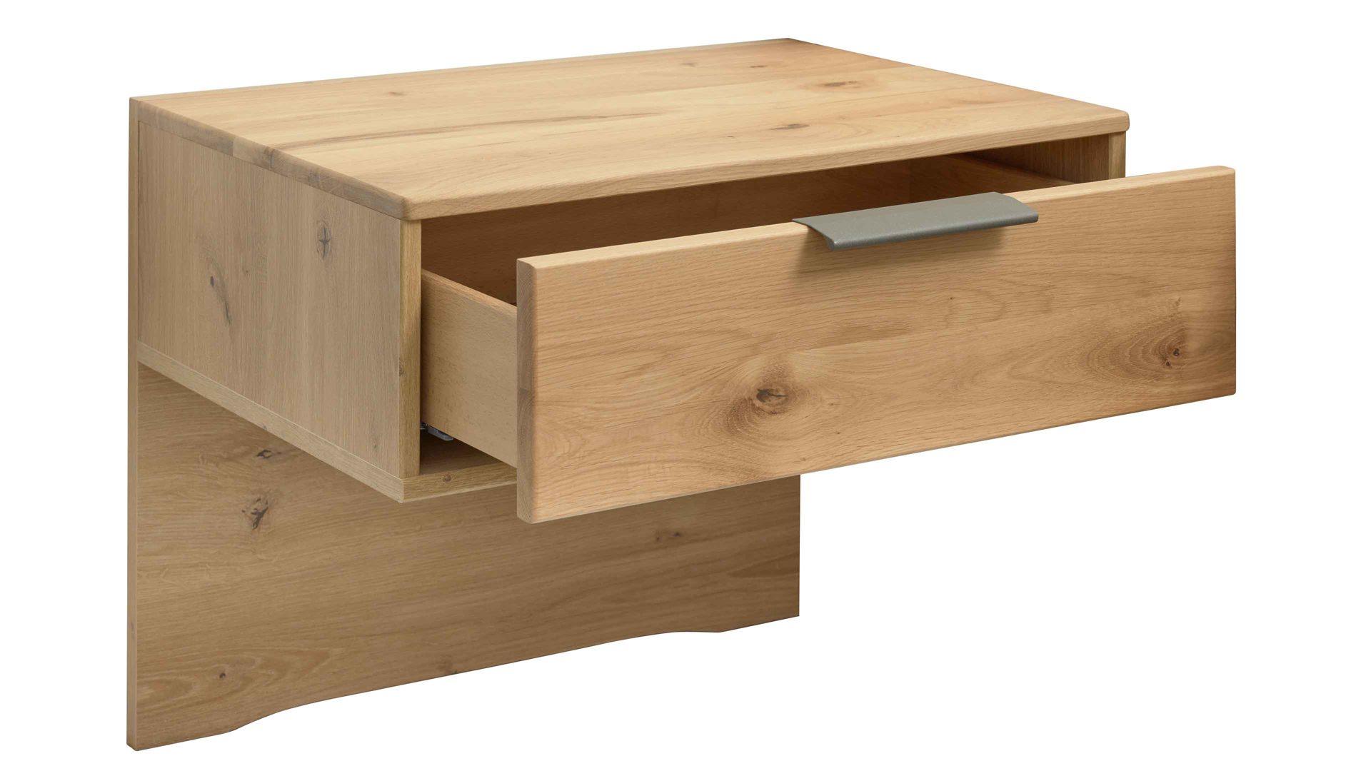 Wandregal Interliving aus Holz in Hellgrau Interliving Schlafzimmer Serie 1027 – Komplettzimmer mit Paneelen & Passepartout Eiche bianco & Champagner - Liegefläche ca. 180 x 200 cm