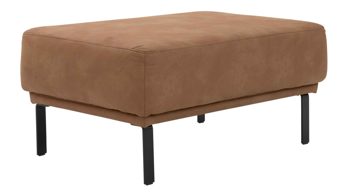 Polsterhocker Interliving aus Stoff in Hellbraun Interliving Sofa Serie 4254 – Polsterhocker cognacfarbene Mikrofaser Magnum & schwarze Metallfüße 4.35 – ca. 65 x 95 cm