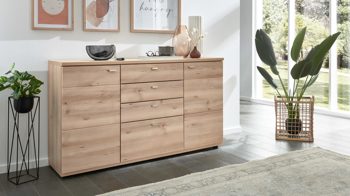 Sideboard Interliving aus Holz in Holzfarben Interliving Wohnzimmer Serie 2110 - Sideboard Naturbuche - zwei Türen, vier Schubladen, Breite ca. 150 cm