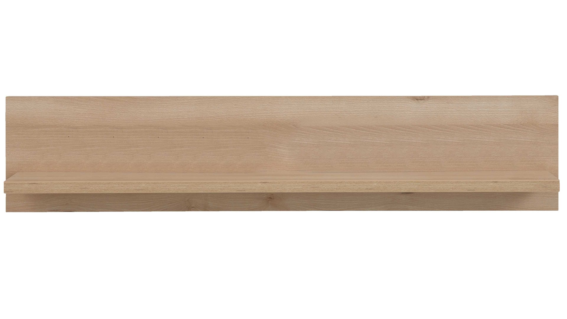 Wandregal Interliving aus Holz in Holzfarben Hell Interliving Wohnzimmer Serie 2110 - Wandregal Naturbuche - Länge ca. 120 cm