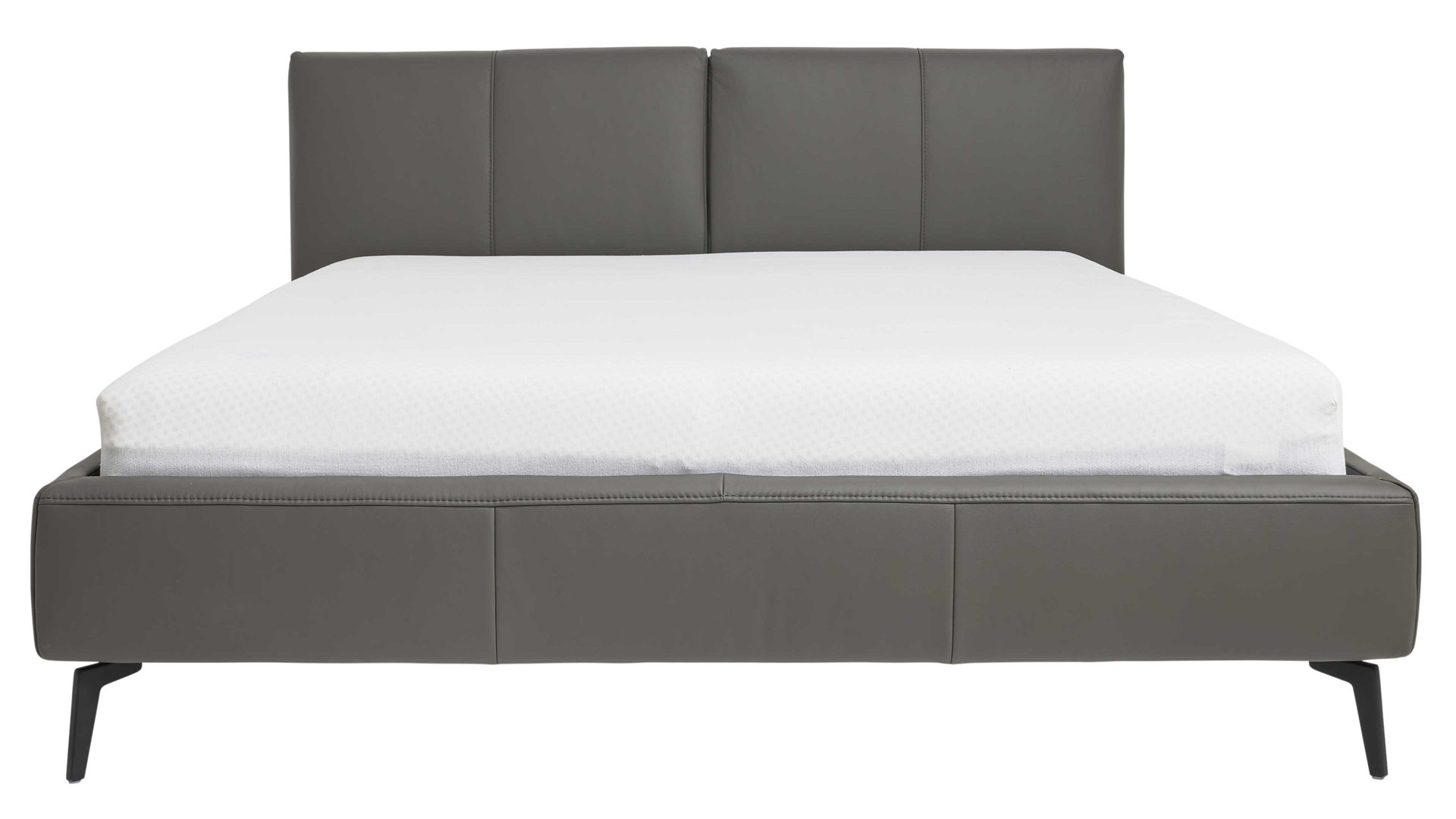 Bettgestell Interliving aus Leder in Grau Interliving Bettensystem Serie 1416 - Polsterbettgestell graues Leder Torro - Liegefläche ca. 180 x 200 cm