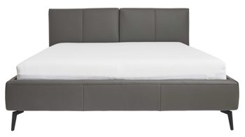 Bettgestell Interliving aus Leder in Grau Interliving Bettensystem Serie 1416 - Polsterbettgestell graues Leder Torro - Liegefläche ca. 180 x 200 cm