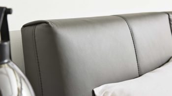 Bettgestell Interliving aus Leder in Grau Interliving Bettensystem Serie 1416 - Polsterbettgestell graues Leder Torro - Liegefläche ca. 180 x 200 cm