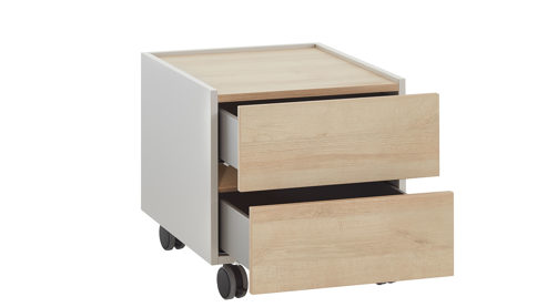 Rollcontainer Möbel rudolf aus Holz in Holzfarben Jugendzimmer Serie ZE 1 - Rollcontainer Eichefarben & Weiß- ca. 50 x 50 cm