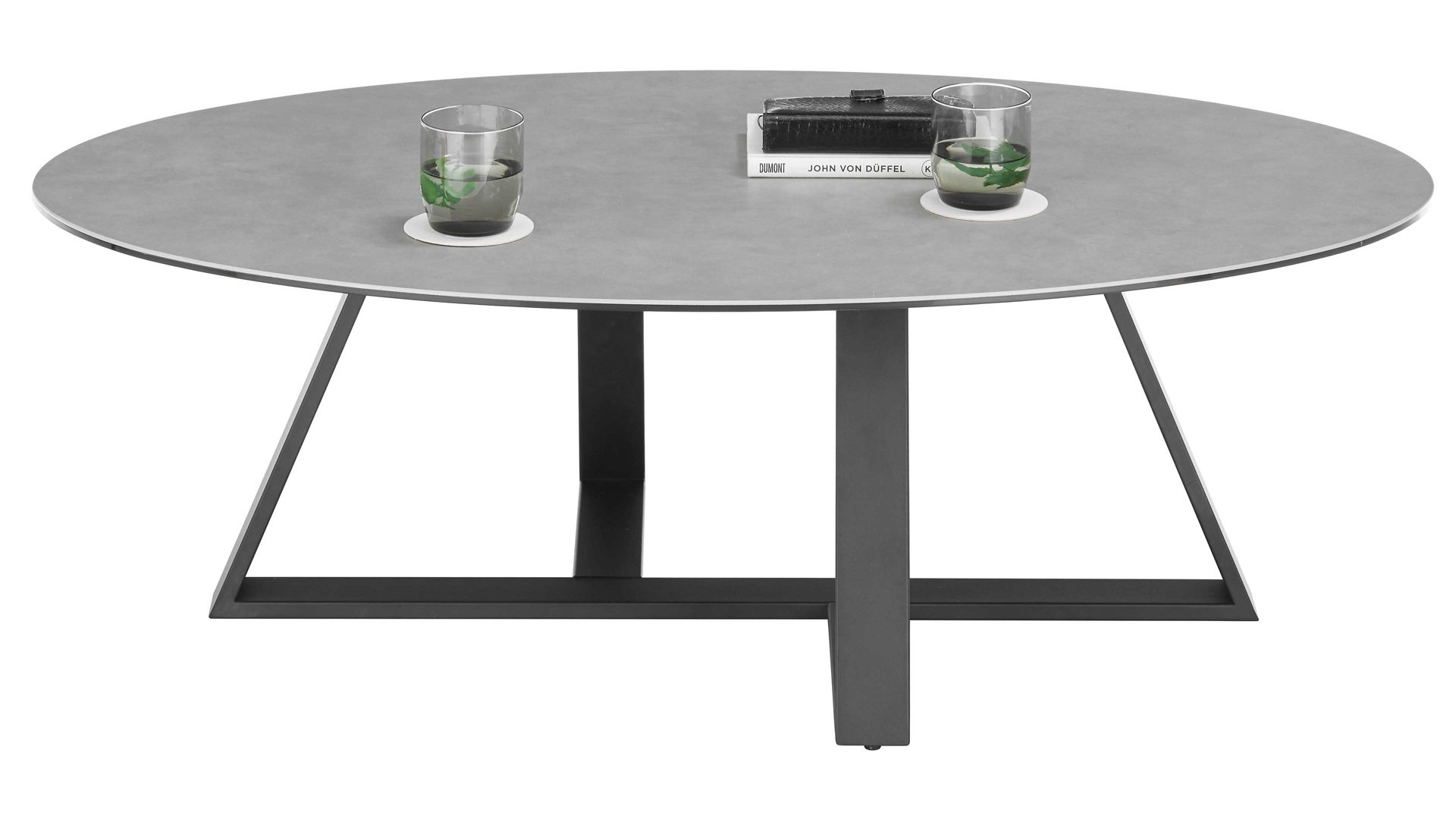 Couchtisch A better place furniture aus Keramik in Grau Couchtisch Elbing graue Keramik, Glas & Metall - Länge ca. 120 cm