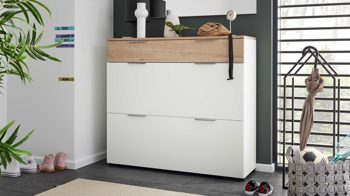 Garderoben-Set Interliving aus Holz in Weiß Interliving Garderobe Serie 6012 - Garderoben-Set weißer Mattlack & Steineiche - dreiteilig