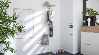 Garderoben-Set Interliving aus Holz in Weiß Interliving Garderobe Serie 6012 - Garderoben-Set weißer Mattlack & Steineiche - dreiteilig
