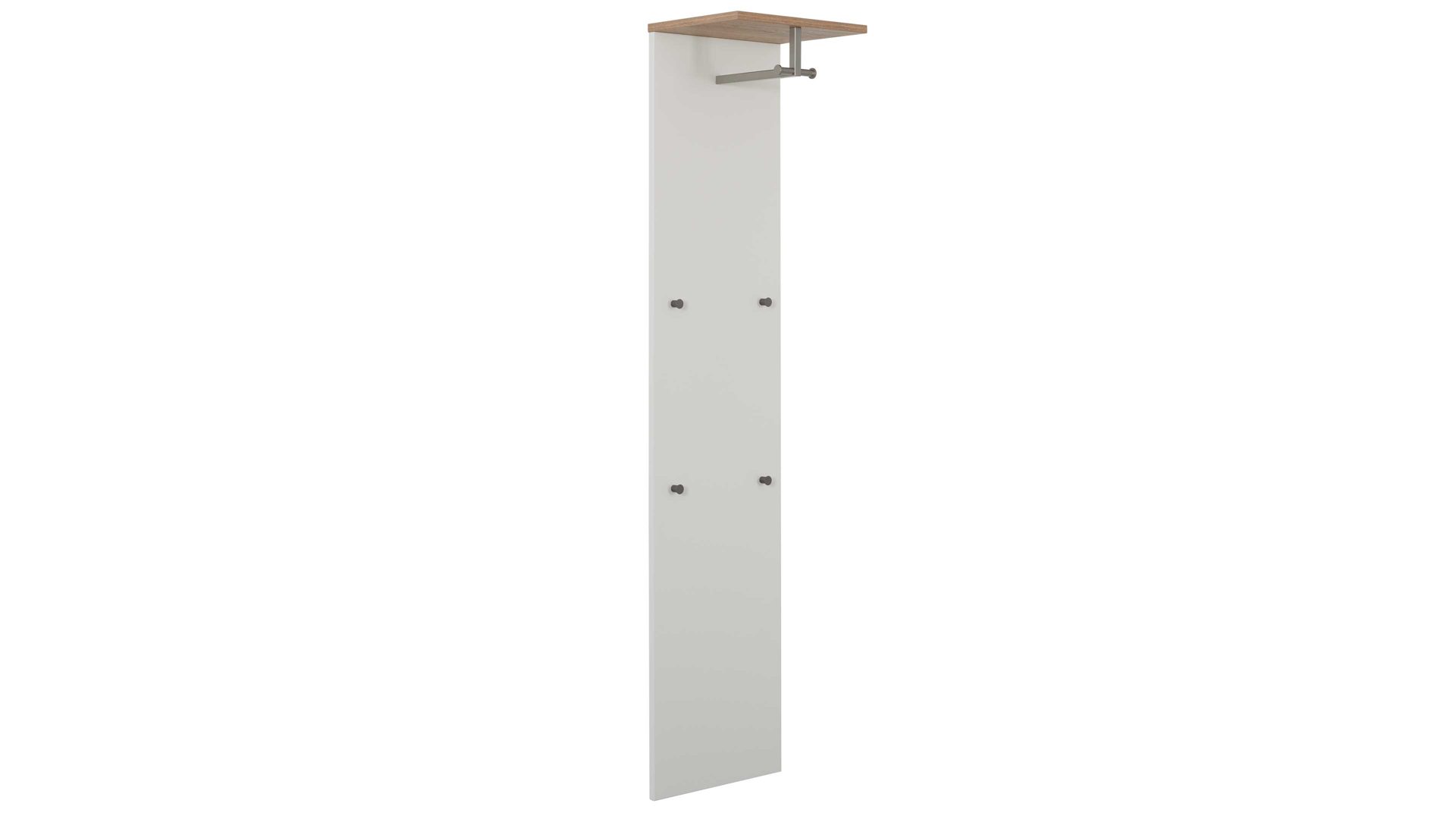 Wandgarderobe Interliving aus Holz in Weiß Interliving Garderobe Serie 6012 - Wandgarderobe INL-804 weißer Mattlack & Steineiche - ca. 40 x 180 cm
