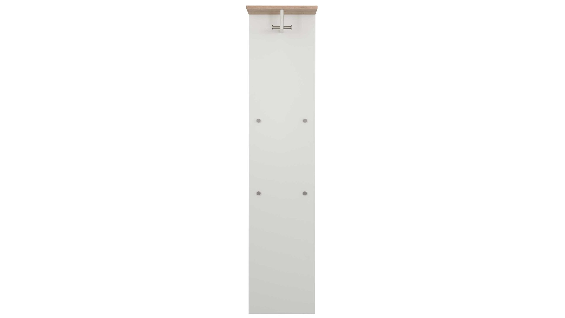 Wandgarderobe Interliving aus Holz in Weiß Interliving Garderobe Serie 6012 - Wandgarderobe INL-804 weißer Mattlack & Steineiche - ca. 40 x 180 cm