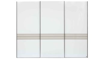 Kleiderschrank Interliving aus Holz in Weiß Interliving Schlafzimmer Serie 1032 – Schwebetürenschrank 765 Weiß & Kieselgrau - drei Türen, Breite ca. 300 cm
