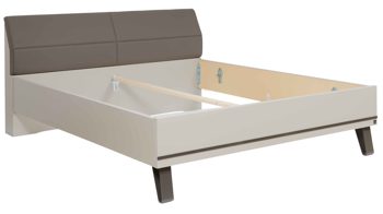 Bettgestell Interliving aus Holz in Hellgrau Interliving Schlafzimmer Serie 1032 – Bettgestell Kieselgrau & Havanna - Liegefläche ca. 180 x 200 cm