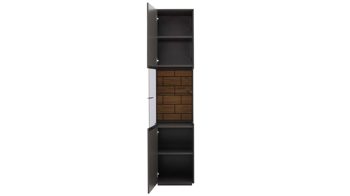 Wohnwand Interliving aus Holz in Dunkelgrau Interliving Wohnzimmer Serie 2030 - Wohnwand Wolfram Grey & Spaltholz - fünfteilig, Länge ca. 309 cm