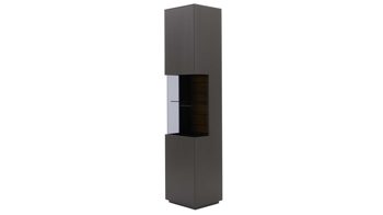 Vitrine Interliving aus Holz in Dunkelgrau Interliving Wohnzimmer Serie 2030 - Vitrine Wolfram Grey & Spaltholz - eine Tür, Breite ca. 45 cm