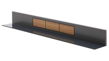 Wandregal Interliving aus Holz in Dunkelgrau Interliving Wohnzimmer Serie 2030 - Wandregal 40 Wolfram Grey & Spaltholz - Länge ca. 150 cm