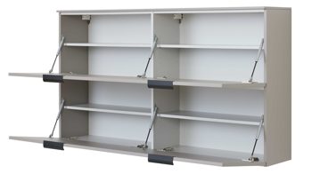 Schuhschrank Interliving aus Holz in Hellgrau Interliving Garderobe Serie 6012 - Hänge-Schuhschrank graubeiger Mattlack - zwei Klappen, Breite ca.  160 cm