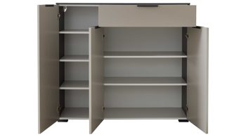 Kombikommode Interliving aus Holz in Grau Interliving Garderobe Serie 6012 - Kombikommode INL-302 graubeiger Mattlack & Räuchereiche - drei Türen, eine Schublade, Breite ca. 120 cm