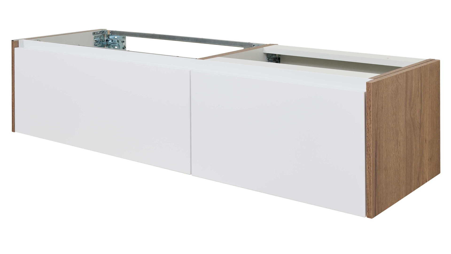 Badmöbel-Set Interliving aus Holz in Weiß Interliving Bad Serie 7357 - Badmöbel-Set Basis Alpinweiß & Eiche Havanna