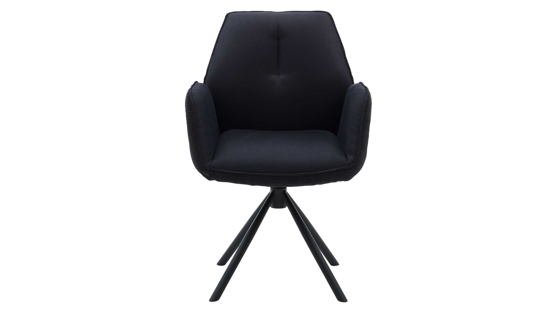 Vierfußstuhl Interliving aus Stoff in Schwarz Interliving Esszimmer Serie 5116 – Armlehnstuhl mit Drehfunktion carbonschwarzer Materialmix Mikrofaser & Cord Ni-Co, schwarzes Gestell F37