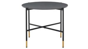 Beistelltisch Interliving aus Keramik in Schwarz Interliving Couchtisch Serie 6221 - Beistelltisch schwarze Keramik Marquina & schwarzer Stahl - Durchmesser ca. 59 cm