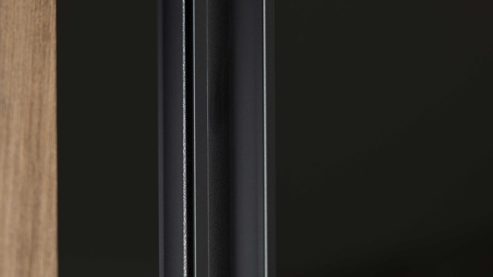 Kleiderschrank Interliving aus Holz in Schwarz Interliving Kleiderschrank Serie 1208 - Schwebetürenschrank 98431 Schwarzglas & Atlantic Eiche - zwei Türen, Breite ca. 270 cm