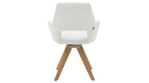 Vierfußstuhl Interliving aus Stoff in Weiß Interliving Esszimmer Serie 5605 – Armlehnstuhl cremeweißer Cord Rebel & Eiche