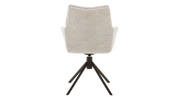 Polsterstuhl Interliving aus Stoff in Weiß Interliving Esszimmer Serie 5118 – Armlehnstuhl mit Drehfunktion champagnerfarbener Bouclé Elegant wish E07 & mattschwarzes Eisen