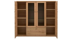 Highboard Interliving aus Holz in Holzfarben Interliving Wohnzimmer Serie 2028 - Highboard 4640 Wildeiche - vier Türen, ein Auszug, Breite ca. 162 cm