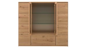 Highboard Interliving aus Holz in Holzfarben Interliving Wohnzimmer Serie 2028 - Highboard Wildeiche - vier Türen, ein Auszug, Breite ca. 162 cm