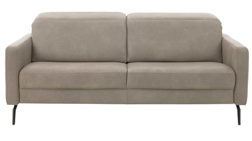 Dreisitzer Interliving aus Leder in Grau Interliving Sofa Serie 4065 – Dreisitzer 3KV kieselfarbenes Leder Cloudy gravel & schwarze Metallfüße – Länge ca. 238 cm