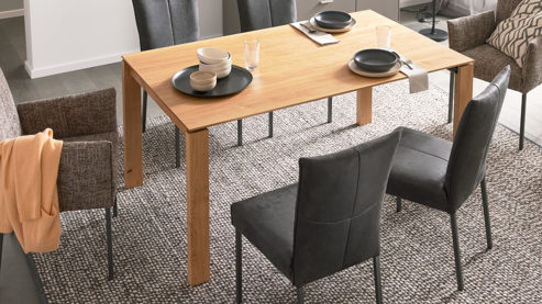 Esstisch Bert plantagie aus Holz in Holzfarben Ausziehtisch Udo geölte astige Eiche - ca. 180 - 260 x 95 cm