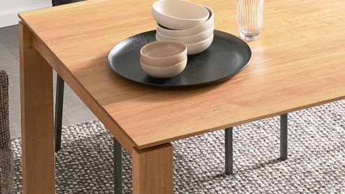 Esstisch Bert plantagie aus Holz in Holzfarben Ausziehtisch Udo geölte astige Eiche - ca. 180 - 260 x 95 cm