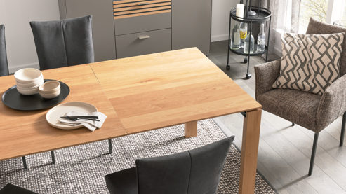 Esstisch Bert plantagie aus Holz in Holzfarben Ausziehtisch Udo geölte astige Eiche - ca. 180 - 260 x 95 cm