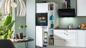 Einbauküche Express küchen aus Holz in Weiß EXPRESS KÜCHEN Einbauküche Home mit Einbaugeräten Weiß - Länge ca. 390 cm