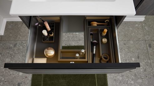 Waschbeckenunterschrank Interliving aus Holz in Grau Interliving Bad Serie 3702 - Waschtischunterschrank 7698 graue Cuneo Eiche - eine Schublade, Breite ca. 60 cm