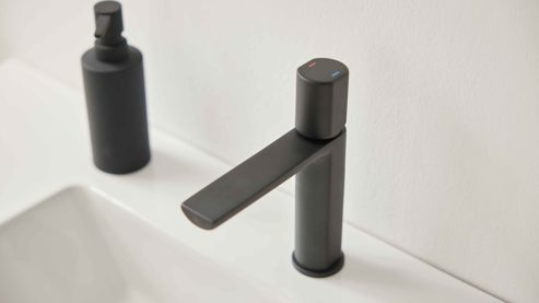 Mischbatterie Interliving aus Metall in Dunkelgrau Interliving Bad Serie 3702 - Armatur 7698 mattes Graphit