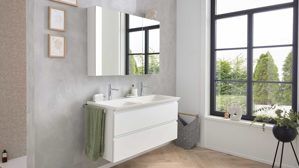 Badmöbel-Set Interliving aus Holz in Weiß Interliving Bad Serie 3702 - Badmöbel-Set 7793 Edelweiß - dreiteilig