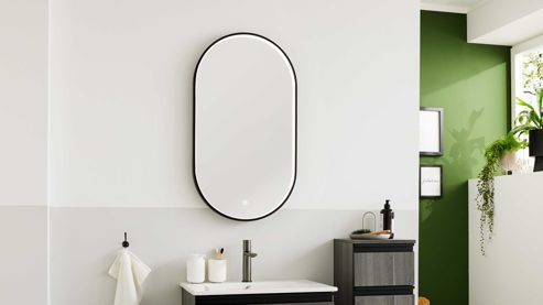 Wandspiegel Interliving aus Spiegel in Schwarz Interliving Bad Serie 3702 - Spiegel 7698 ca. 50 x 90 cm