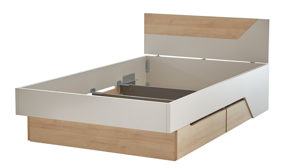 Einzelbett Möbel rudolf aus Holz in Weiß Jugendzimmer Serie ZE 1 - Kojenbett Weiß & Eichefarben - Liegefläche ca. 120 x 200 cm