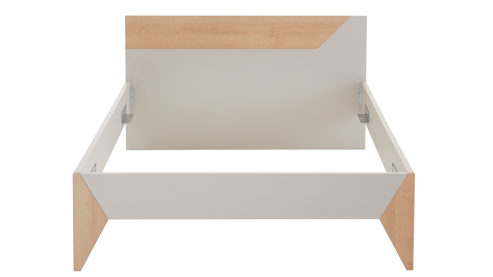 Einzelbett Möbel rudolf aus Holz in Weiß Jugendzimmer Serie ZE 1 - Bettgestell Weiß & Eichefarben - Liegefläche ca. 120 x 200 cm